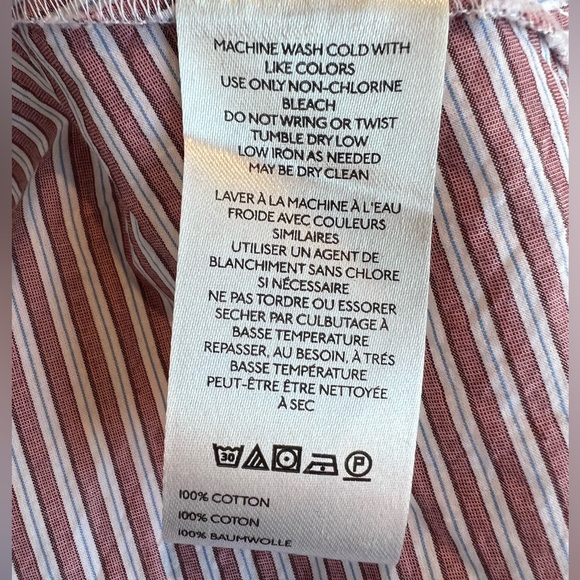 Anthropologie Long-Sleeve Waisted Button-Down Shirt Striped NEW Red Pattern - Picture 14 of 15